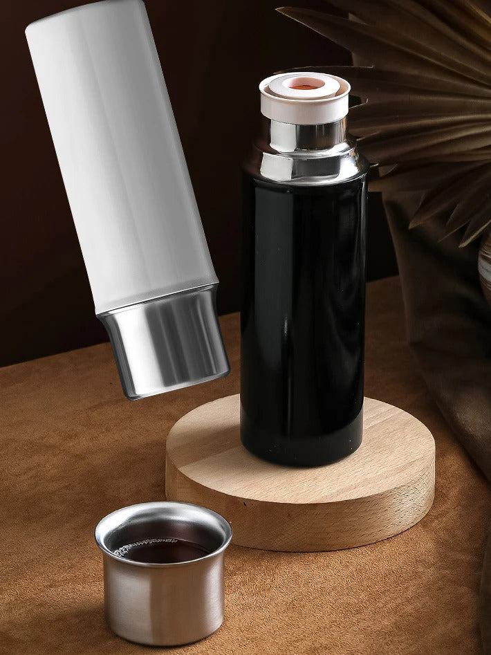 316L Stainless Steel Vacuum Tumbler with Tea Infuser & Portable Cup, 480ml