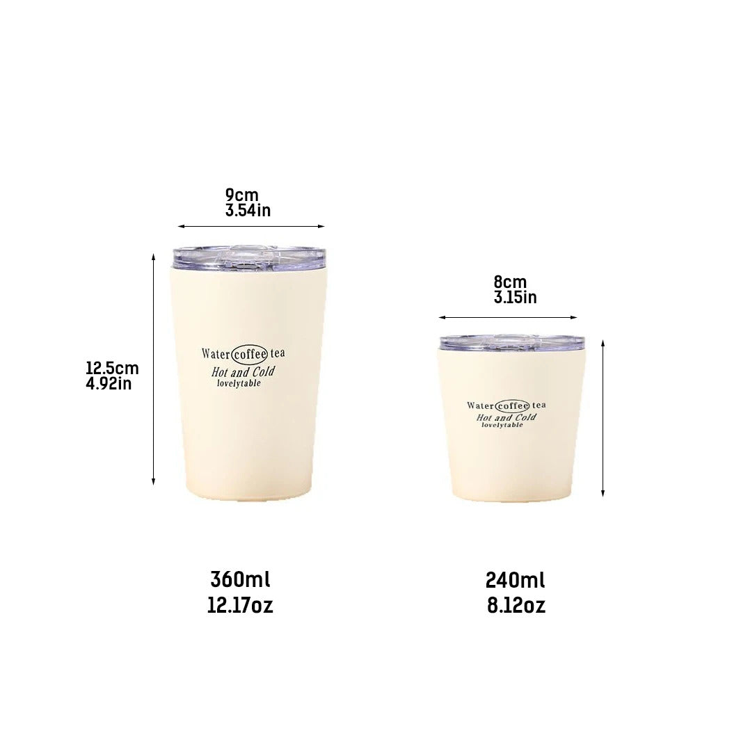 304 Stainless Steel Double-Wall Vacuum Insulated Coffee Cup, Milk Cup, Car Cup, with Lid – 240ml/360ml