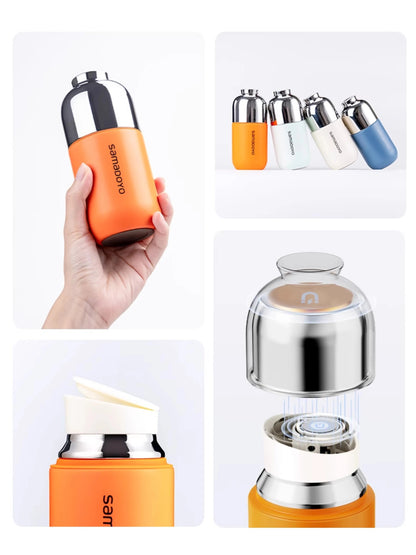 Samadoyo Travel Mini Tea Infuser Mug (316 stainless steel) with Thermal Insulation, Includes Leather Case! 160ml