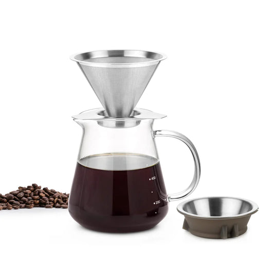 SAMADOYO Coffee Sharing Pot Portable Coffee Drip Set Travel Coffee Tool with Filter Coffee Pot Glass Coffee Pot