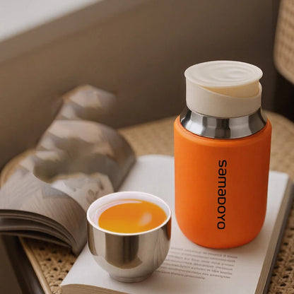 Samadoyo Travel Mini Tea Infuser Mug (316 stainless steel) with Thermal Insulation, Includes Leather Case! 160ml