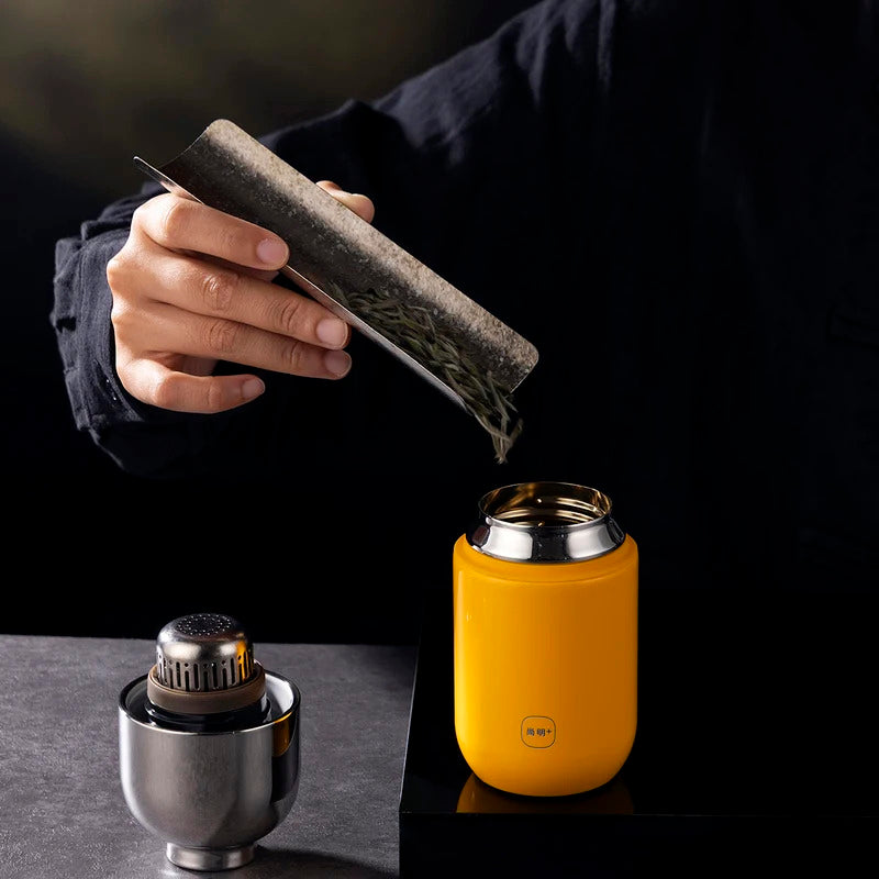 SAMADOYO-316 Stainless Steel Insulated Tumbler, Tea Infuser Mug, Portable Cup with Built-in Tea Filter, Premium Quality, 160ml