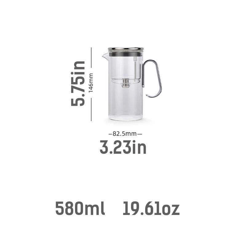 SAMADOYO Heat-Resistant Glass Teapot 580ml with Tea Strainer, Tea-Water Separation Pot