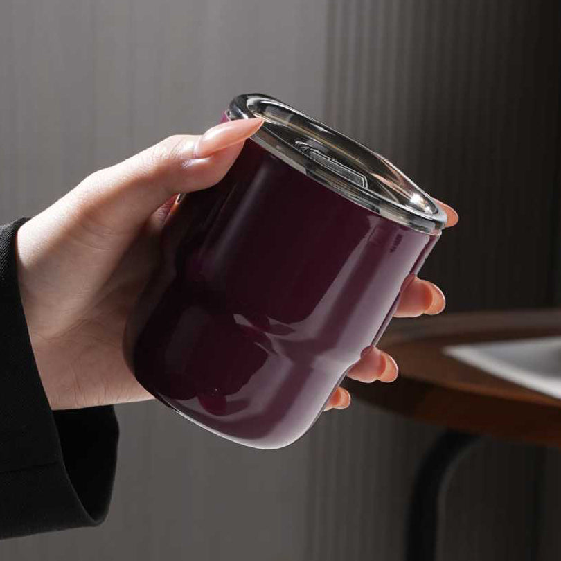 Glossy Fashionable Colors 304 Stainless Steel Double-Wall Vacuum Insulated Coffee Tumbler with Lid - 255ml, Portable Travel Mug for Hot & Cold Beverages