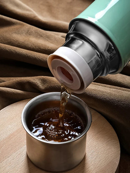 316L Stainless Steel Vacuum Tumbler with Tea Infuser & Portable Cup, 480ml