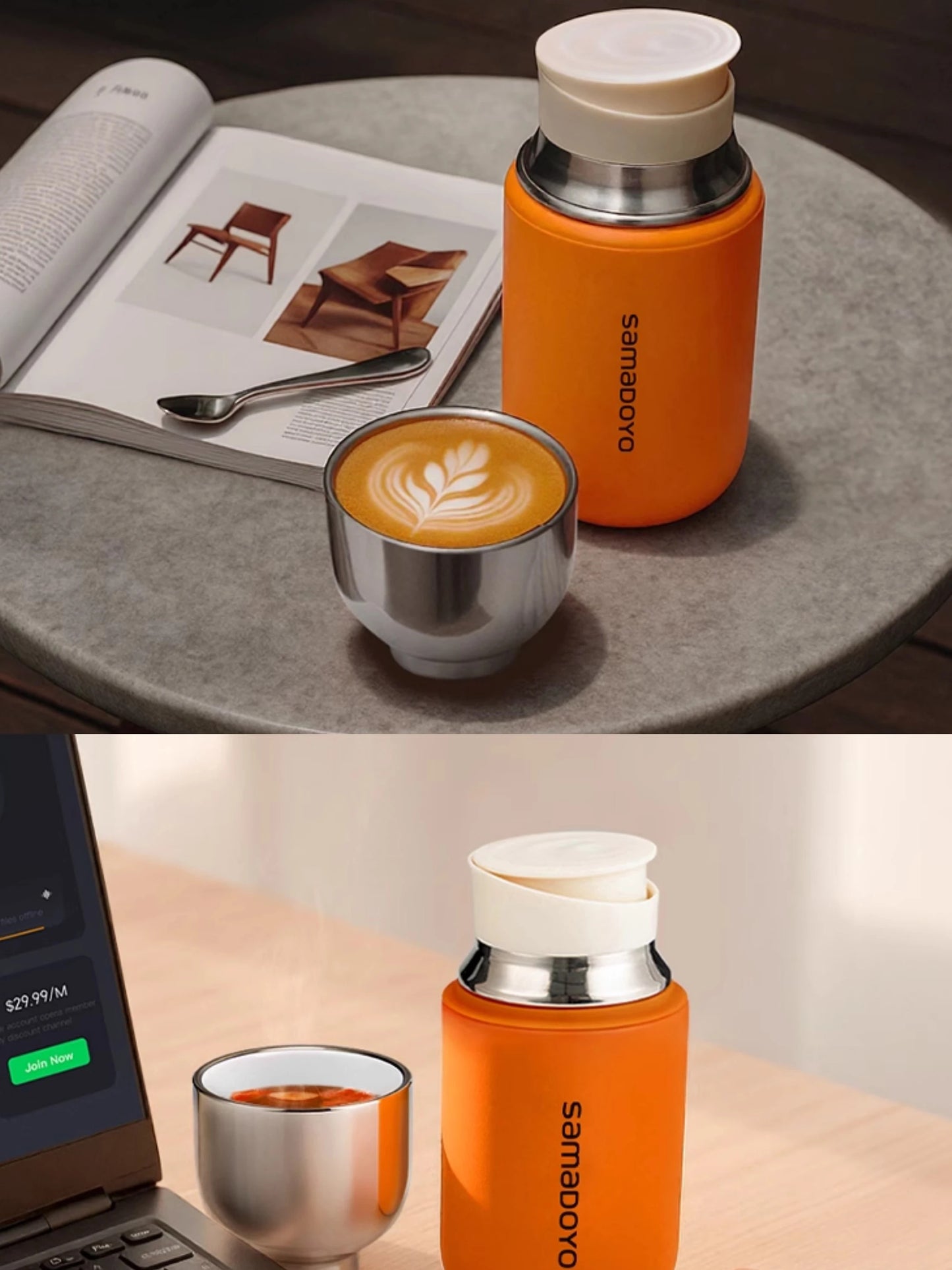Samadoyo Travel Mini Tea Infuser Mug (316 stainless steel) with Thermal Insulation, Includes Leather Case! 160ml