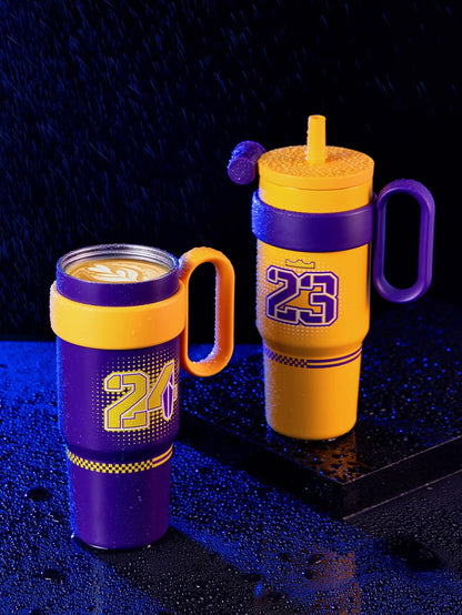 Basketball-Themed Print Tumbler, 316L Stainless Steel Double-Walled Vacuum Insulated Cup, 700ml