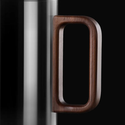 Bonston Heat-Resistant Glass Teapot Cup with 304 Stainless Steel Filter, Personal water cup, tea cup, Wood Accents - 500ml