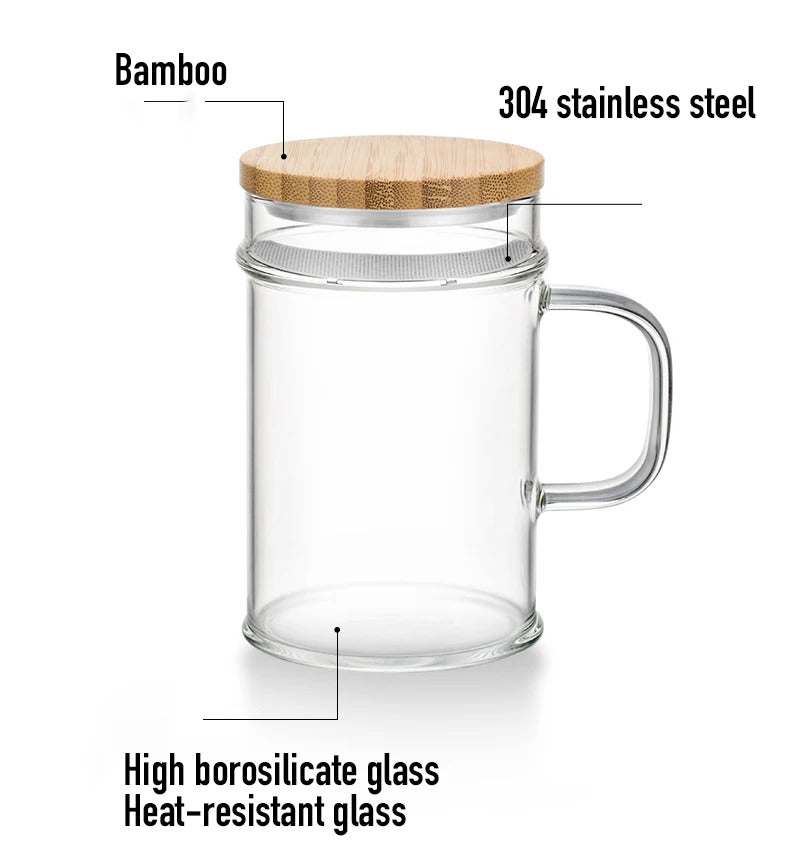 Samadoyo-Tasse à thé en verre résistant à la chaleur avec filtre, tasse verte simple, 400ml