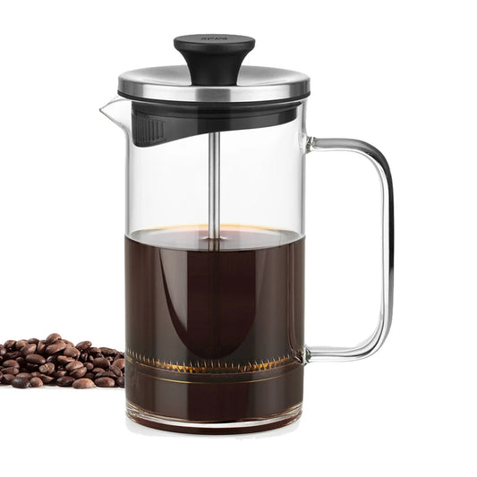 SAMADOYO Coffee Household Borosilicate Glass Press French Coffee Pot Press Coffee Maker With Stainless Steel Lid