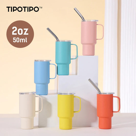 Stainless steel straw insulated cup, mini liquor glass, portable wine glass, small party glass, 2 ounces
