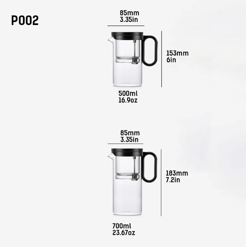 Samadoyo - Integrated Glass Teapot with One-Touch Tea Strainer, Heat-Resistant (500ml/700ml)