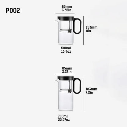 Samadoyo - Integrated Glass Teapot with One-Touch Tea Strainer, Heat-Resistant (500ml/700ml)