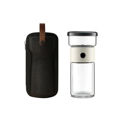 Heat-Resistant Glass Teacup, Teapot, Modular Tea Infuser, Portable Travel Tea Set with Carry Case, 270ml