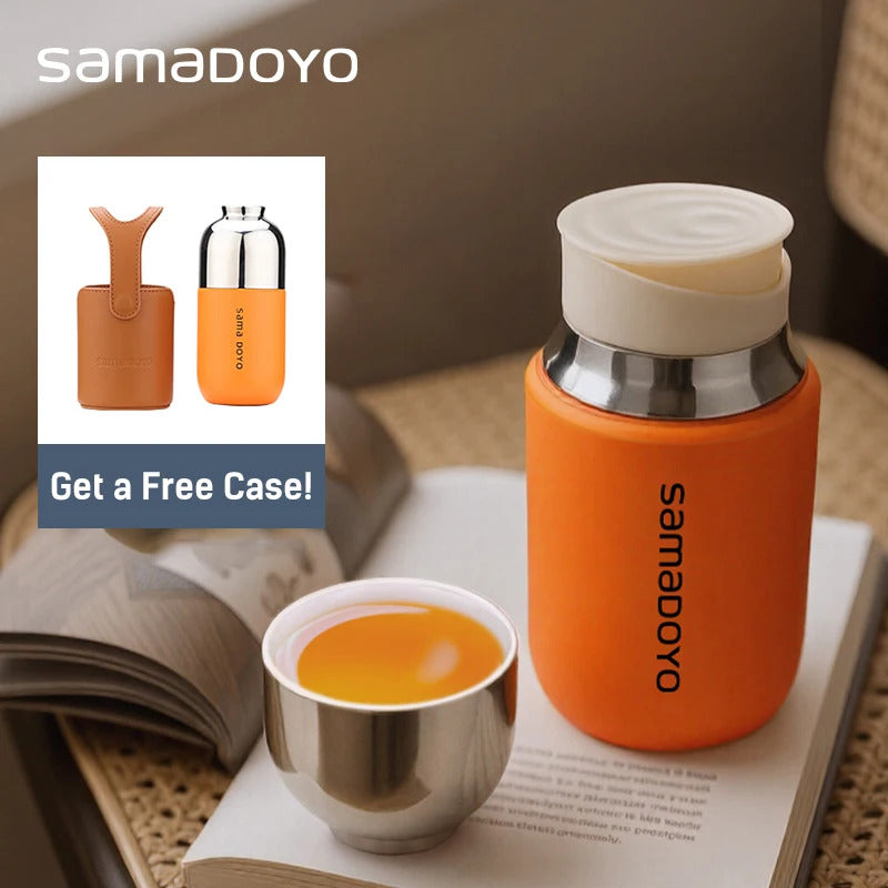 Samadoyo Travel Mini Tea Infuser Mug (316 stainless steel) with Thermal Insulation, Includes Leather Case! 160ml