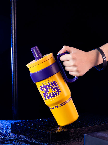 Basketball-Themed Print Tumbler, 316L Stainless Steel Double-Walled Vacuum Insulated Cup, 700ml