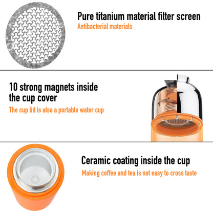 Samadoyo double-layer stainless steel vacuum insulated cup, tea brewing cup with filter screen, portable water cup 400ML