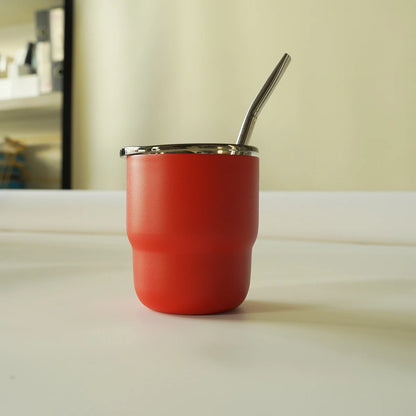 304 Stainless Steel Double-Wall Vacuum Insulated Cup, Coffee Mug, Yerba Mate Cup with Straw, 255ml