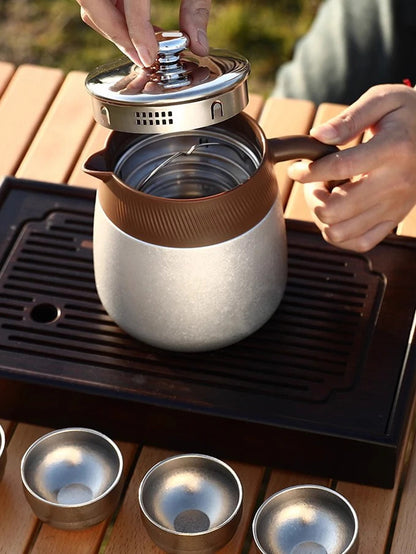 316 Stainless Steel Double-Wall Vacuum Insulated Teapot with Filter, 700ml