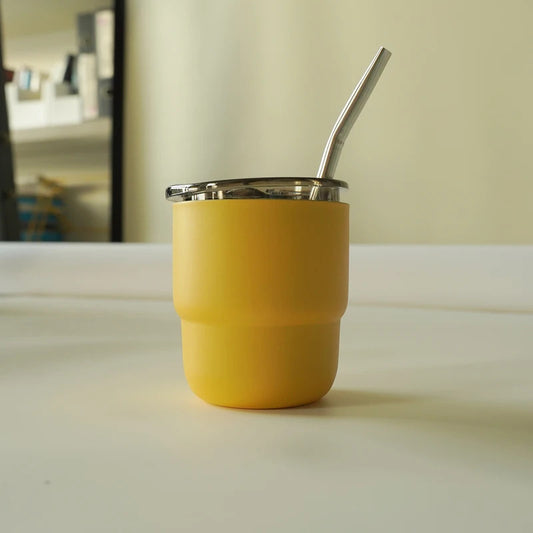 304 Stainless Steel Double-Wall Vacuum Insulated Cup, Coffee Mug, Yerba Mate Cup with Straw, 255ml