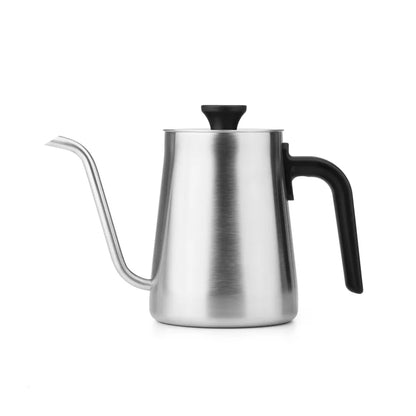 SAMADOYO 304 Edelstahl Manuelles Übergießen Handtropfkanne mit langer Öffnung Schwarzer Kaffeekessel mit Deckel für Hotelreisen 