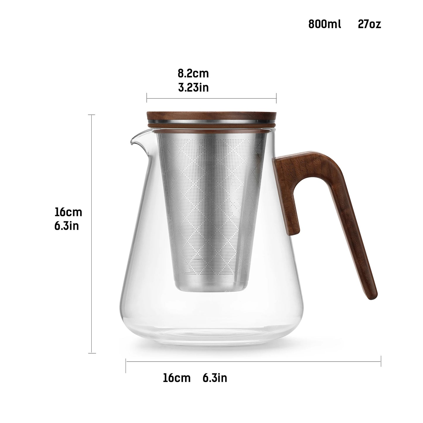 Bonston Heat-Resistant Glass Teapot with 304 Stainless Steel Filter