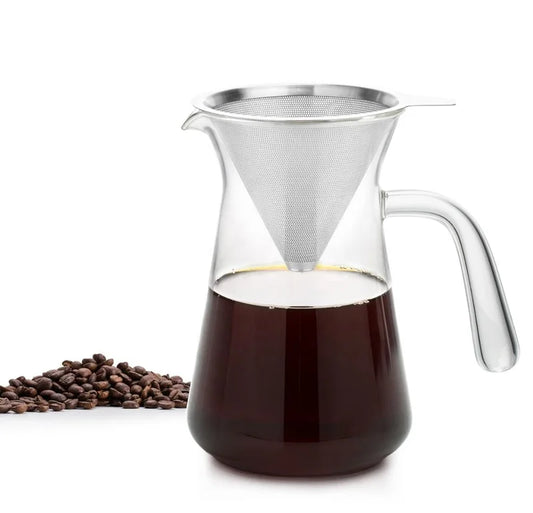 SAMADOYO Coffee Sharing Pot Portable Coffee Drip Set Travel Coffee Tool with Filter Coffee Pot Glass Coffee Pot
