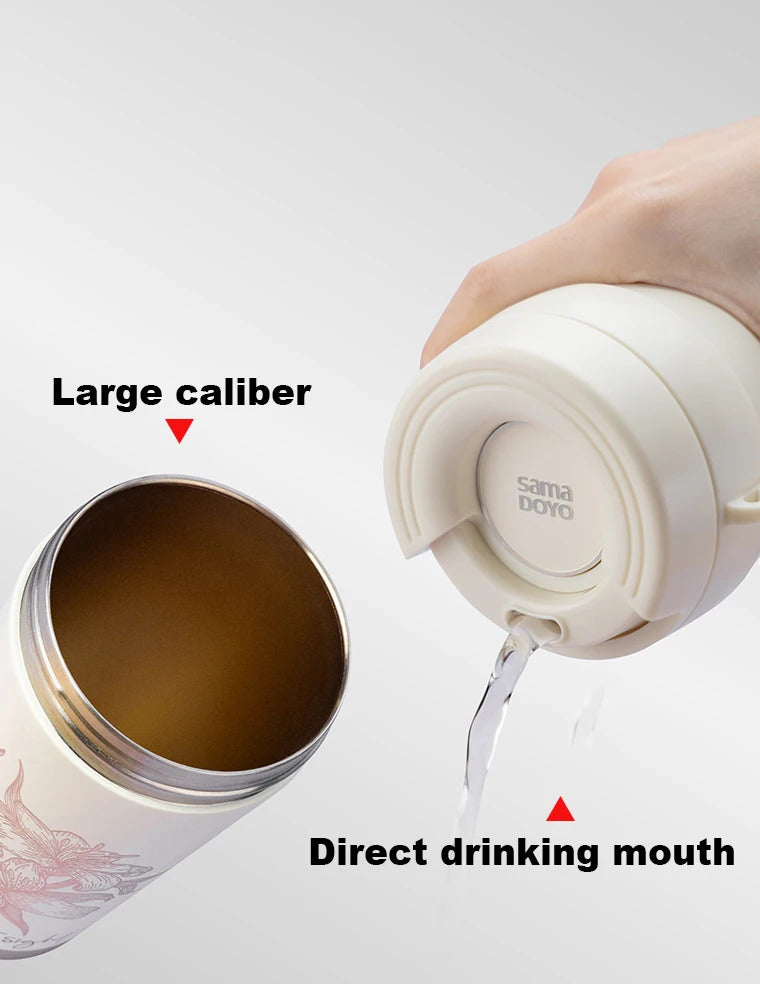 Samadoyo- Titanium silver coated inner wall, insulated cup, portable cup, coffee cup, tea cup with filter screen, 500ml