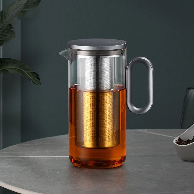 Samadoyo Heat-resistant Glass Tea Pot Aluminum Alloy Cup Lid Modern Tea Pot with Filter Screen Tea Pot Boiling Pot Tea Set 900ML