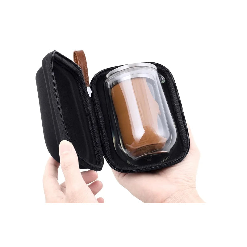 SAMADOYO Portable travel glass tea set with one pot, two cups, and a quick guest cup to brew tea at will