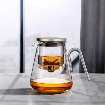 Magnetic switch tea pot, high-end tea set, tea water separation teapot, household tea making tool, heat-resistant glass tea dis
