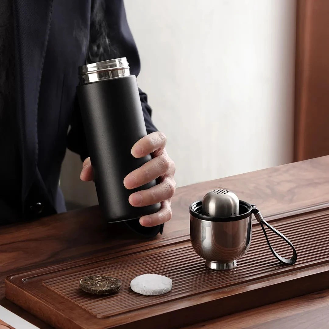 SamaDOYO 304 stainless steel double layer insulated cup tea water separation brewing cup portable cup travel tea set