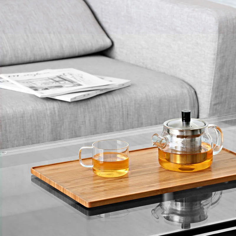 SAMADOYO Nanzhu wooden waterproof tea tray, Kung Fu tea set, single layer simple tea tray, tea table tray, fruit tray
