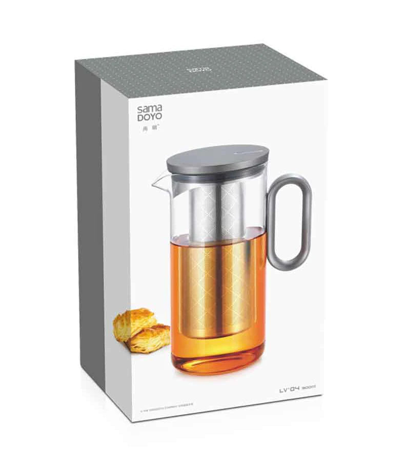 Samadoyo Heat-resistant Glass Tea Pot Aluminum Alloy Cup Lid Modern Tea Pot with Filter Screen Tea Pot Boiling Pot Tea Set 900ML