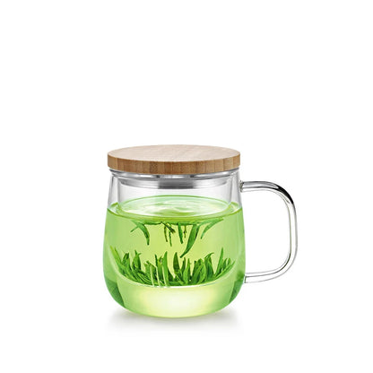 SAMADOYO Hitzebeständige Glas-Teezubereitungstasse, Tee-Wasser-Trennband, Gefilterte Blumenteetasse, Home-Office mit Abdeckband 
