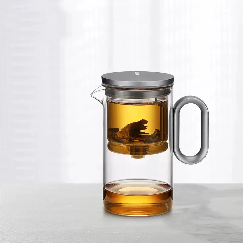 Magnetic switch tea pot, high-end tea set, tea water separation teapot, household tea making tool, heat-resistant glass tea dis