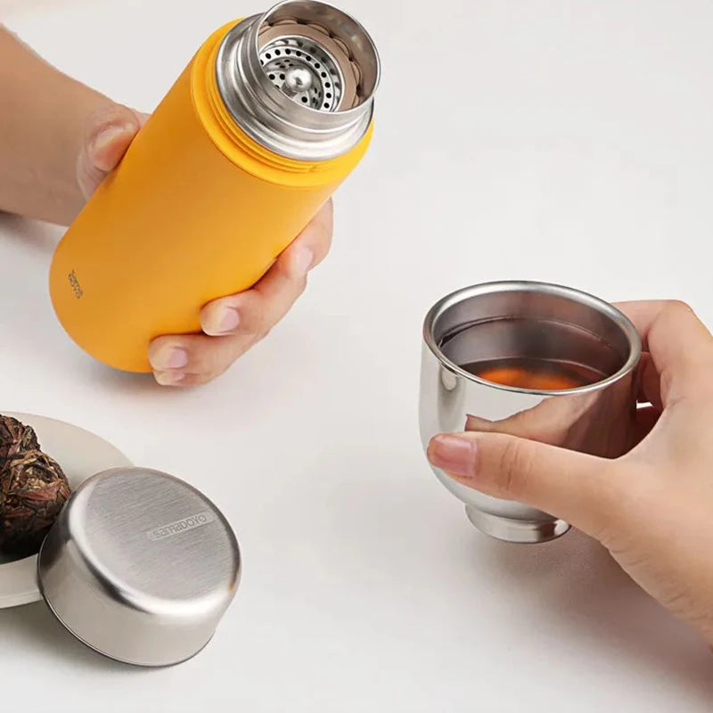 SAMADOYO Tea Making Cup Insulation Cup 304 Stainless Steel Double Layer Tea Cup Portable Cup Car mounted Water Cup Portable Tea