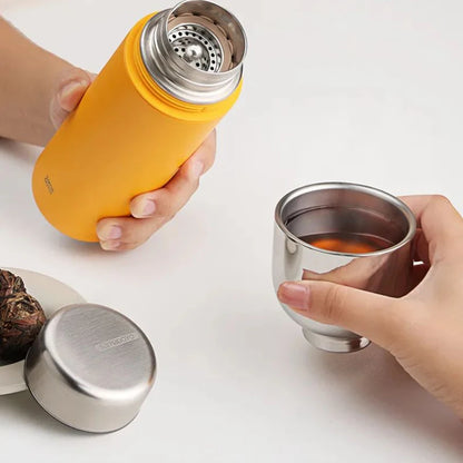 SAMADOYO Tea Making Cup Insulation Cup 304 Stainless Steel Double Layer Tea Cup Portable Cup Car mounted Water Cup Portable Tea