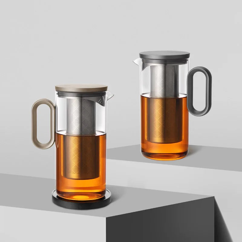 Samadoyo Heat-resistant Glass Tea Pot Aluminum Alloy Cup Lid Modern Tea Pot with Filter Screen Tea Pot Boiling Pot Tea Set 900ML